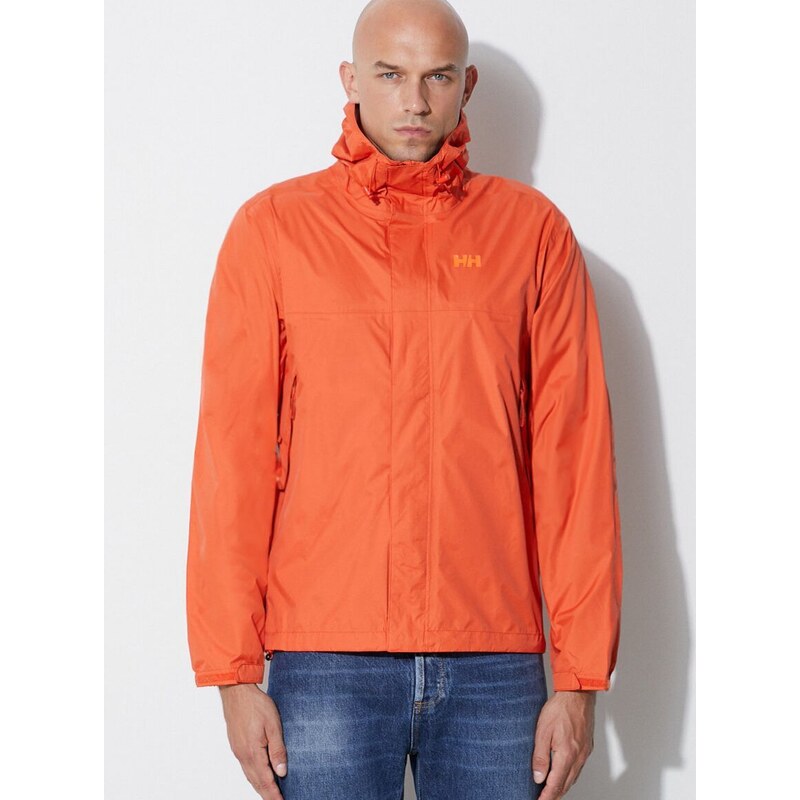 Nepromokavá bunda Helly Hansen Loke pánská, oranžová barva, 62252-402