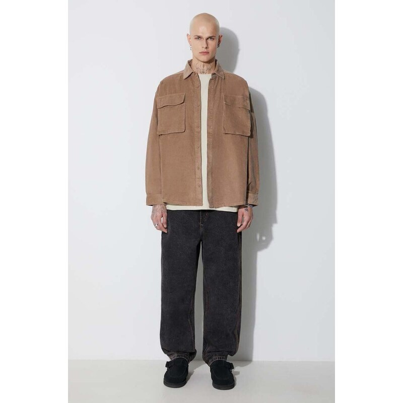 Bunda Taikan Shirt Jacket Corduroy hnědá barva, regular, s klasickým límcem, TK0002.DNECRD