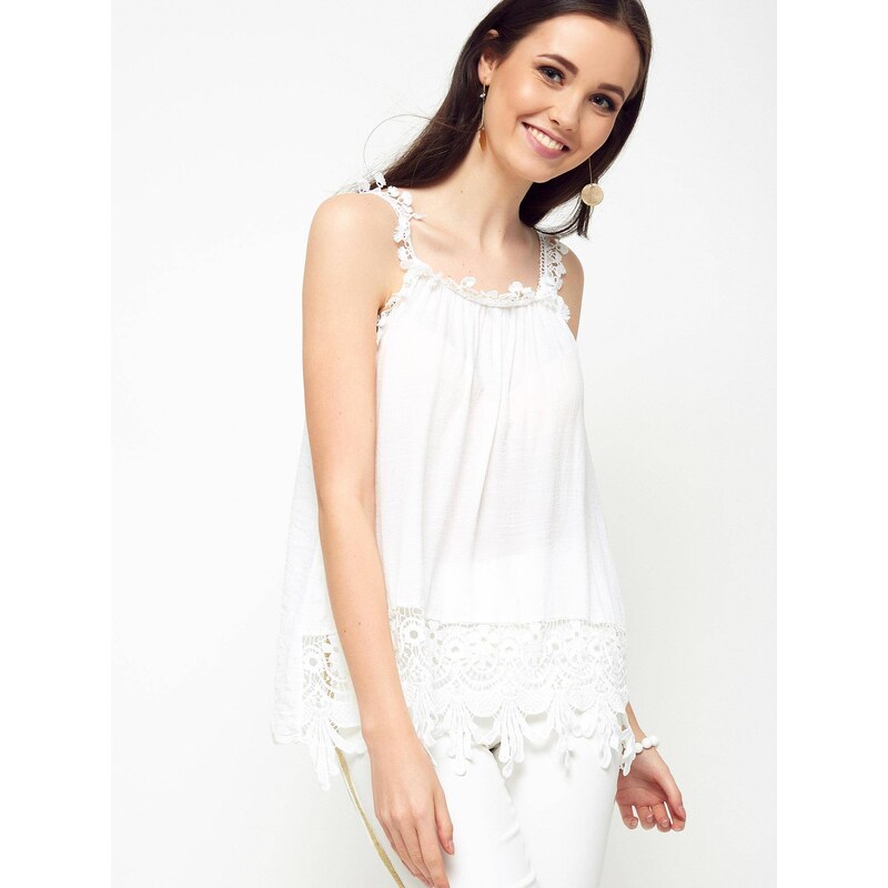 Yups Blouse with straps decorated with guipure white