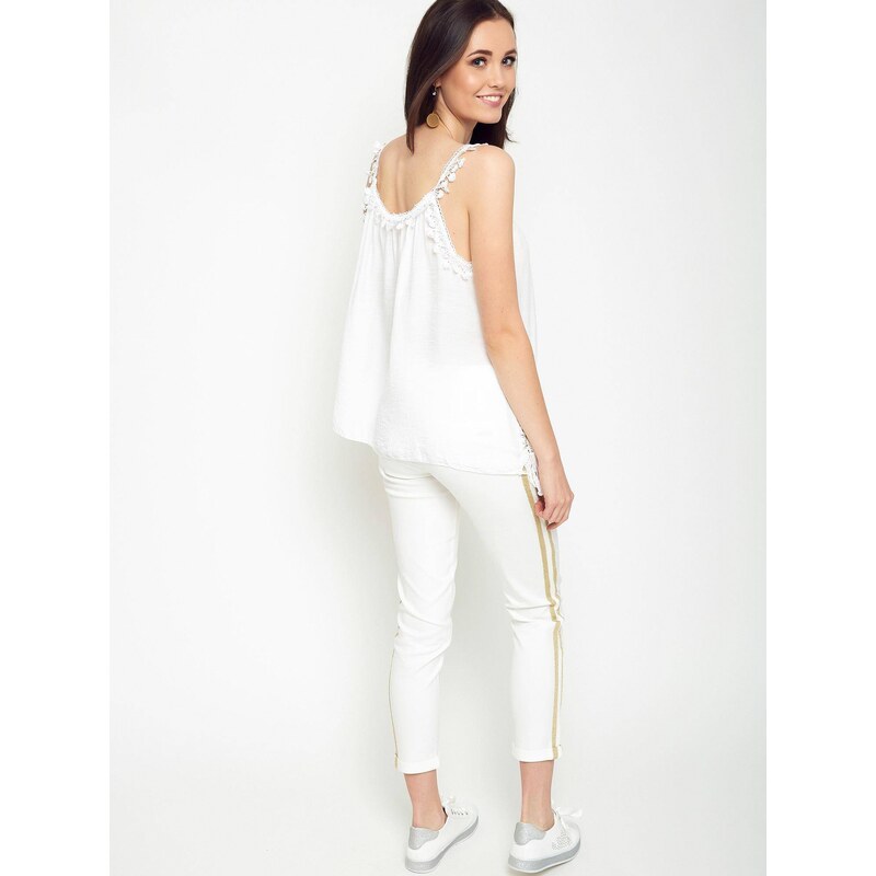 Yups Blouse with straps decorated with guipure white