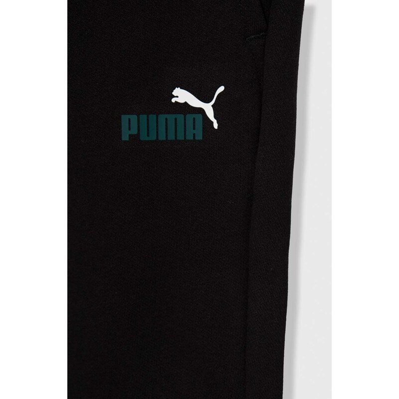 Dětské tepláky Puma ESS+ 2 Col Logo Pants FL cl B tmavomodrá barva, s potiskem
