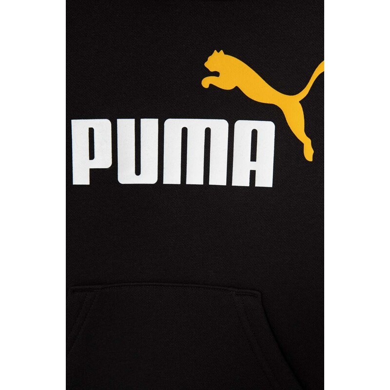 Dětská mikina Puma ESS+ 2 Col Big Logo Hoodie FL B černá barva, s kapucí, s potiskem