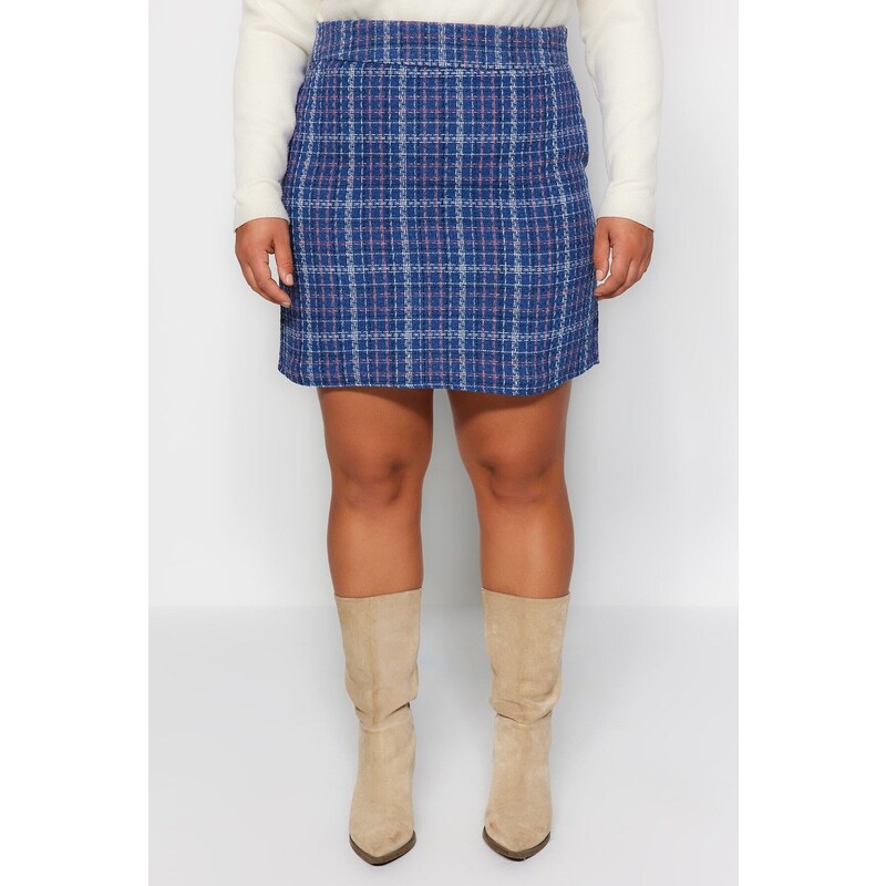 Trendyol Curve Blue Checked Skirt