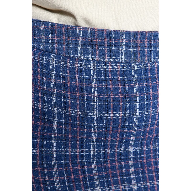 Trendyol Curve Blue Checked Skirt