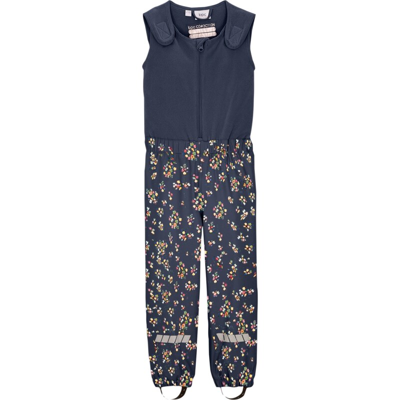 bonprix Dětské termo kalhoty do deště s květinovým potiskem Modrá
