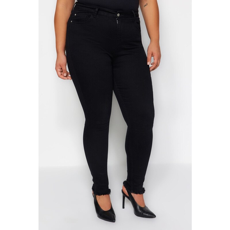 Trendyol Curve Black Cuff Detailní elastické skinny džíny