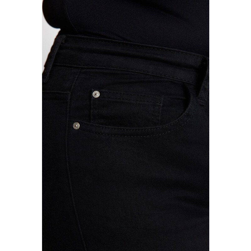 Trendyol Curve Black Cuff Detailní elastické skinny džíny