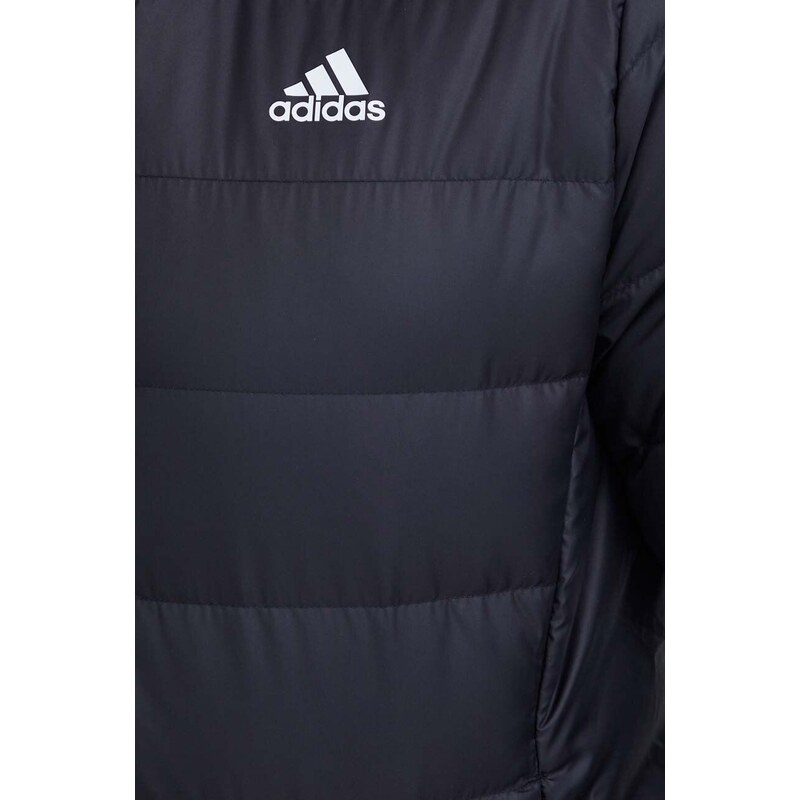 Péřová bunda adidas pánská, černá barva, zimní