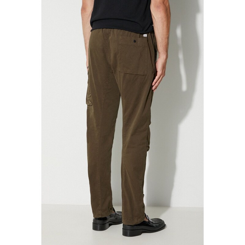 Kalhoty C.P. Company STRETCH SATEEN REGULAR PANTS pánské, zelená barva, ve střihu cargo, 15CMPA111A005529G