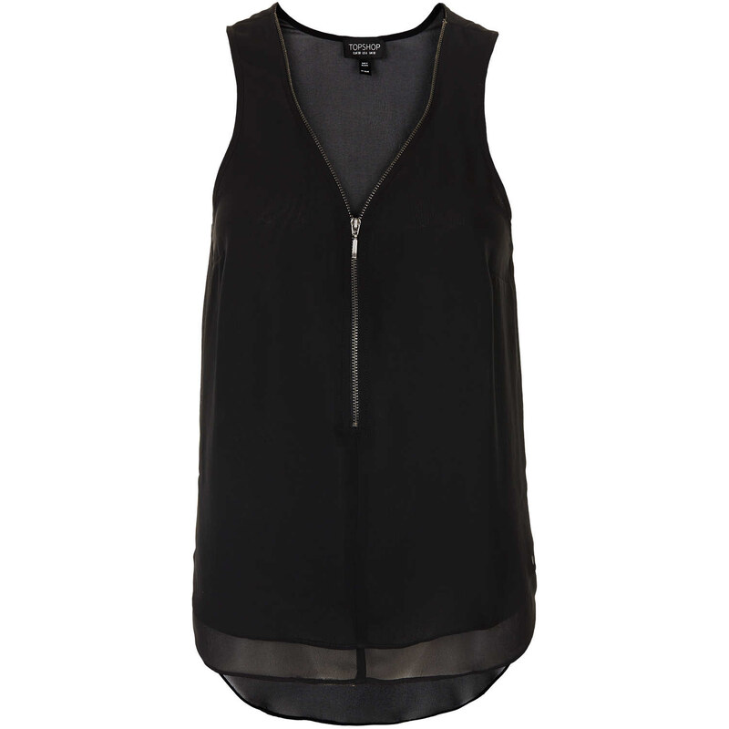 Topshop Sleeveless Zip V-neck Top