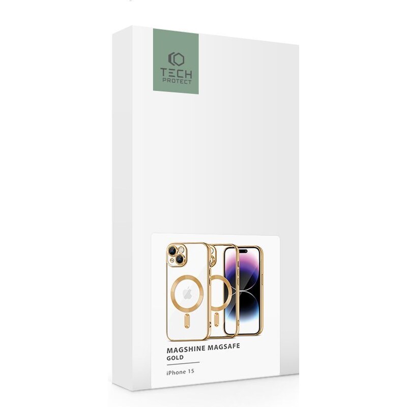 Ochranný kryt na iPhone 15 - Tech-Protect, Magshine MagSafe Gold