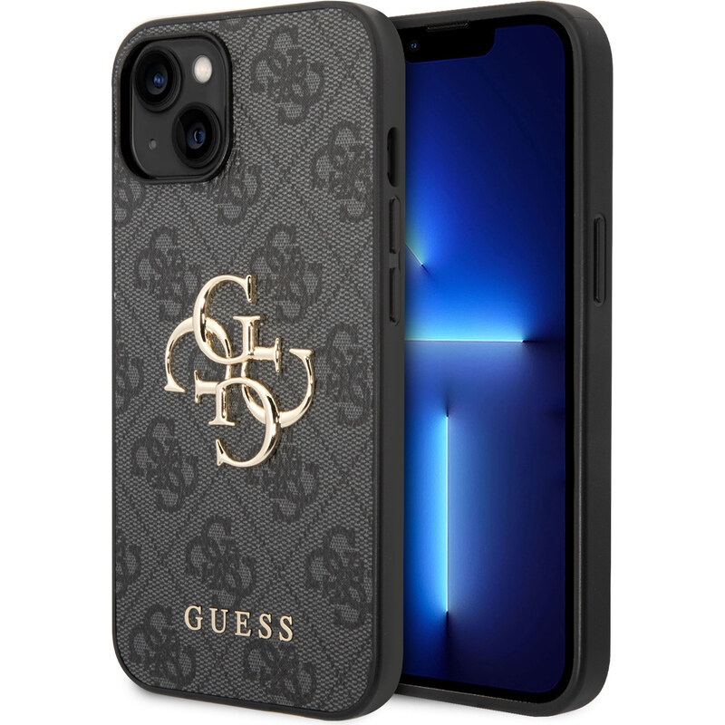 Ochranný kryt na iPhone 15 PLUS - Guess, 4G Metal Logo Gray
