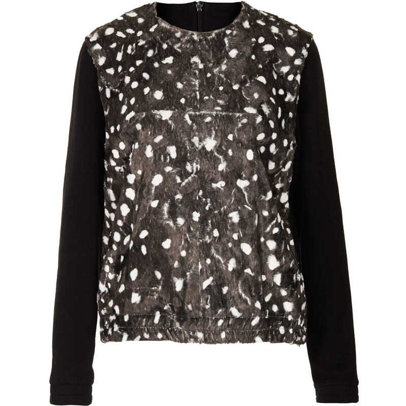 Topshop Printed Fur Sweat by Boutique