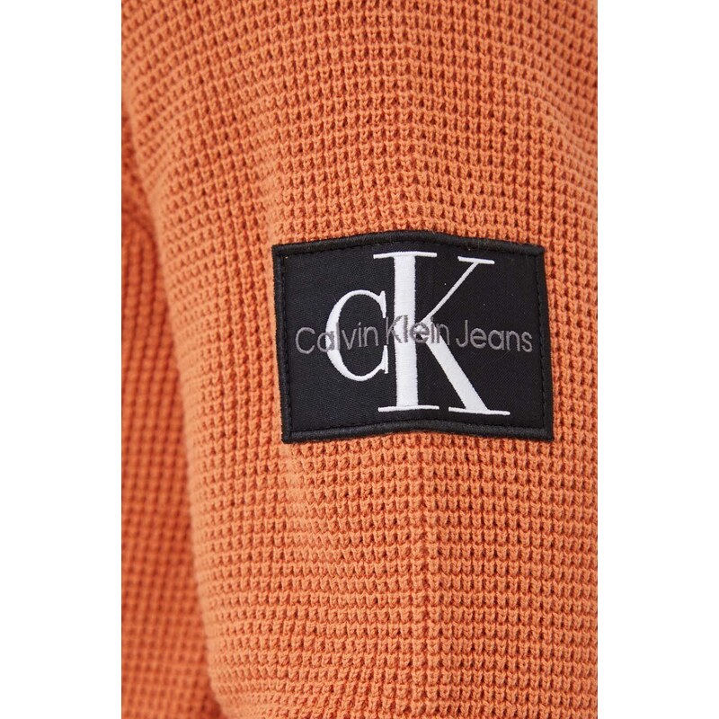 Bavlněný svetr Calvin Klein Jeans oranžová barva, lehký