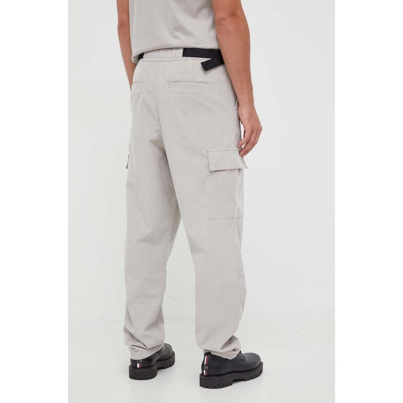 Kalhoty Calvin Klein Jeans pánské, šedá barva, ve střihu cargo
