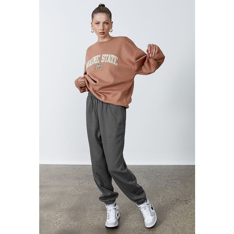 Madmext Women's Anthracite Oversized Sweatpants With An Elastic Waist