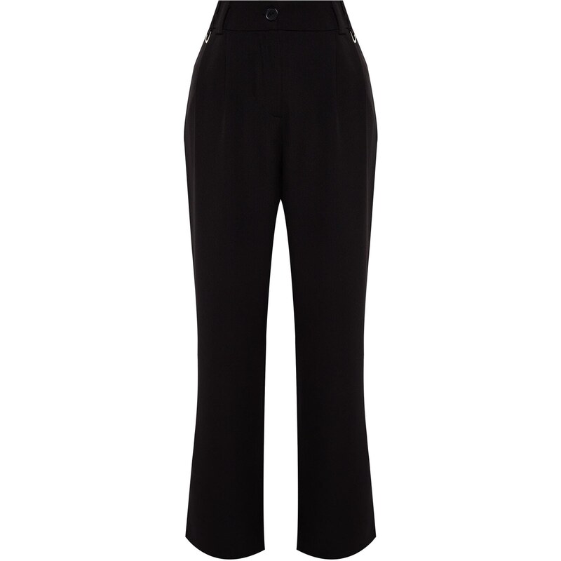 Trendyol Black Široké nohavice Příslušenství Detailní tkané kalhoty