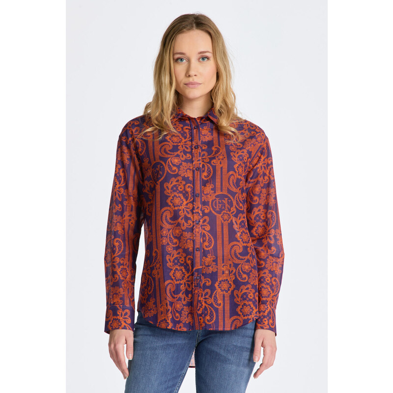 KOŠILE GANT REL LACE PRINT COT SILK SHIRT fialová 32