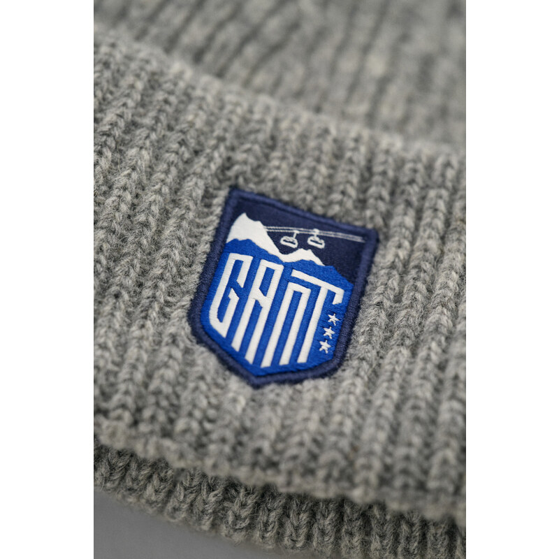 ČEPICE GANT ALPINE BADGE BEANIE šedá S/M