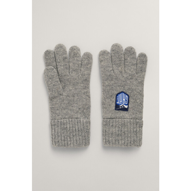 RUKAVICE GANT ALPINE BADGE KNIT GLOVES šedá S/M