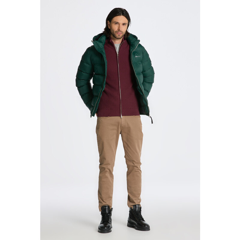 SVETR GANT COTTON TEXTURE ZIP CARDIGAN červená S