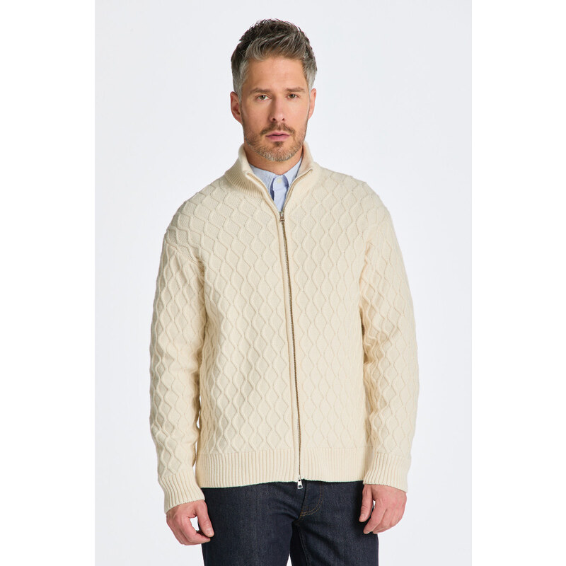 SVETR GANT CABLE ZIP CARDIGAN bílá XS