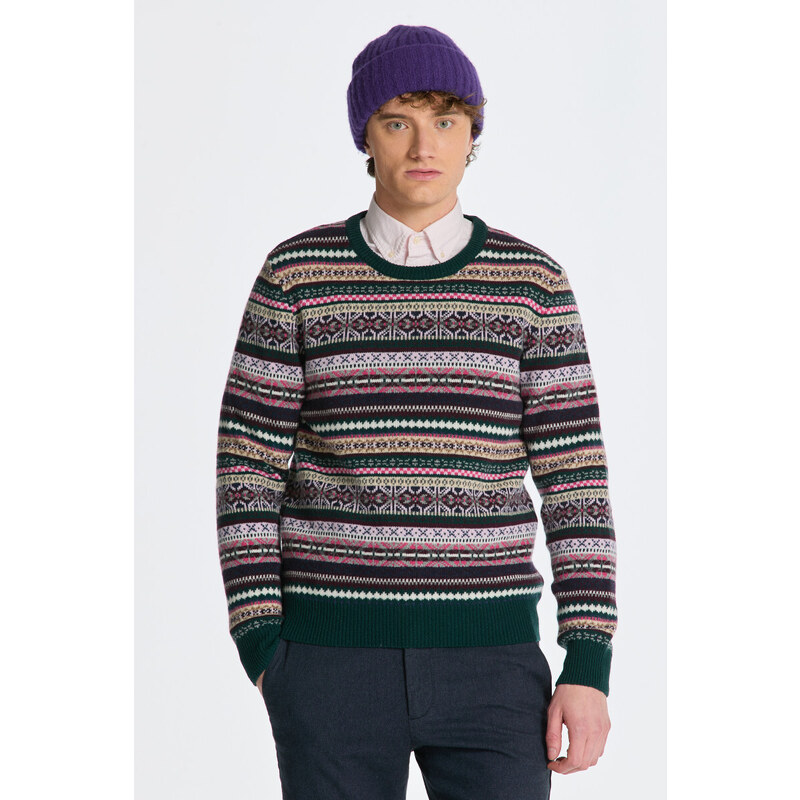 SVETR GANT MULTI COLOUR FAIR ISLE C-NECK zelená S