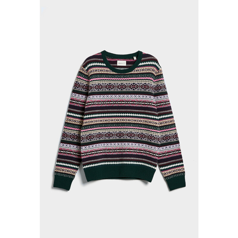 SVETR GANT MULTI COLOUR FAIR ISLE C-NECK zelená S