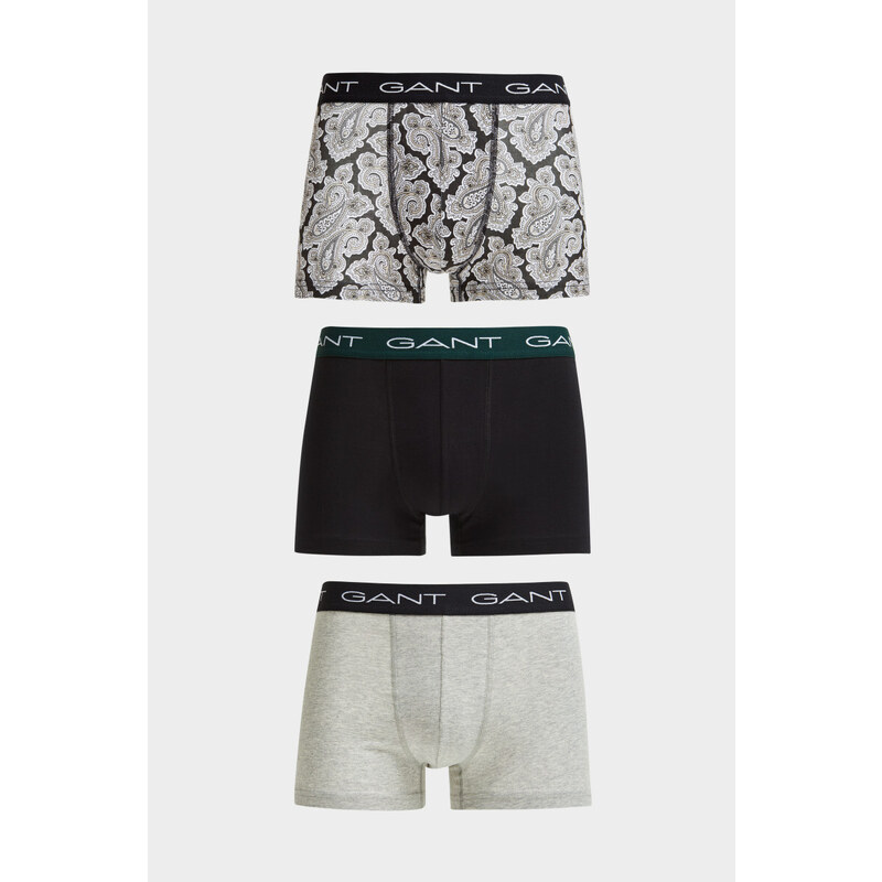 SPODNÍ PRÁDLO GANT PAISLEY PRINT TRUNK 3-PACK černá S