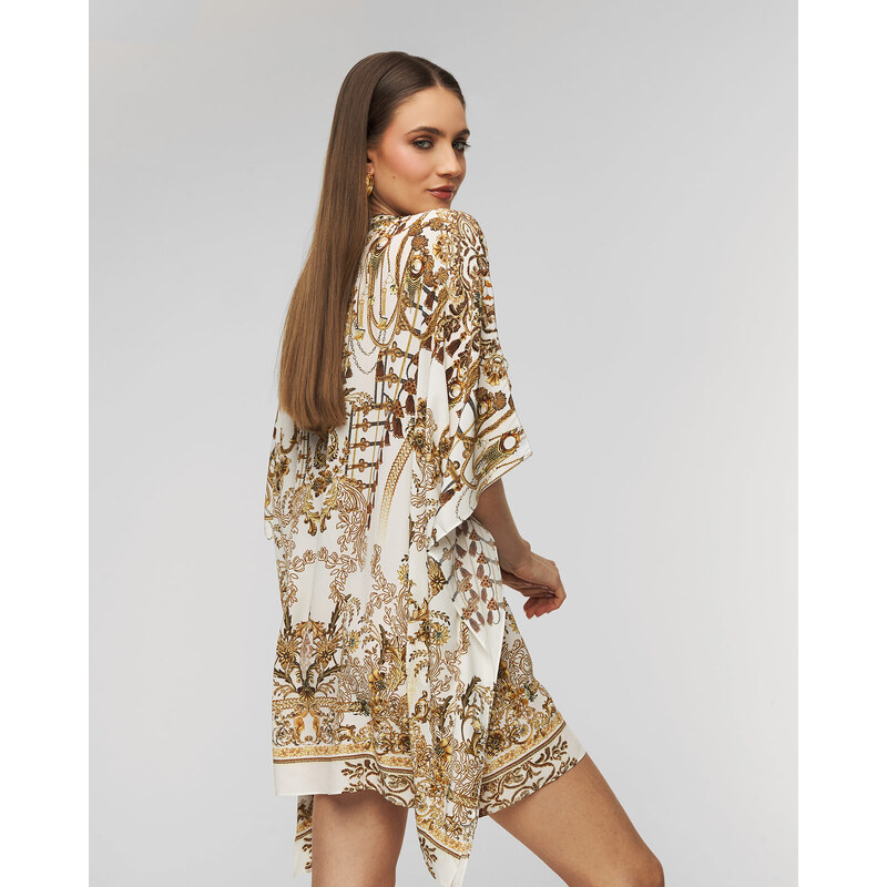 Hedvábné šaty Camilla Short Lace Up Kaftan