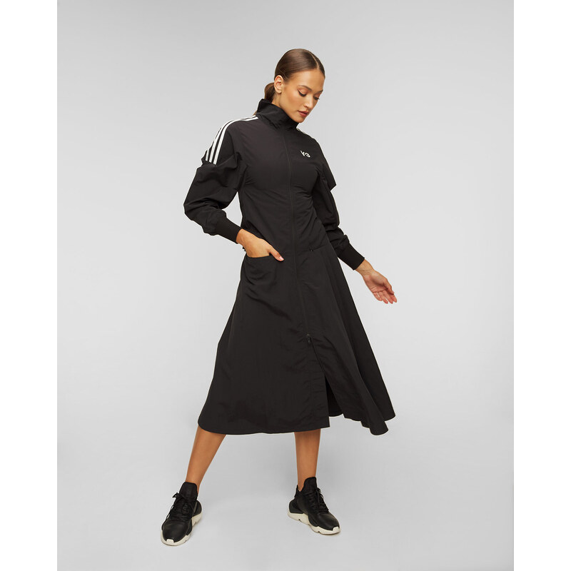 Černé plisované dámské šaty Y-3 z teplákoviny