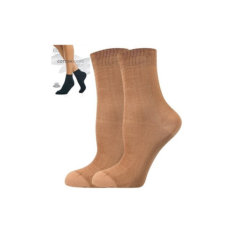 COTTON socks 60 DEN punčochové ponožky Lady B - 6 párů béžová 35-38