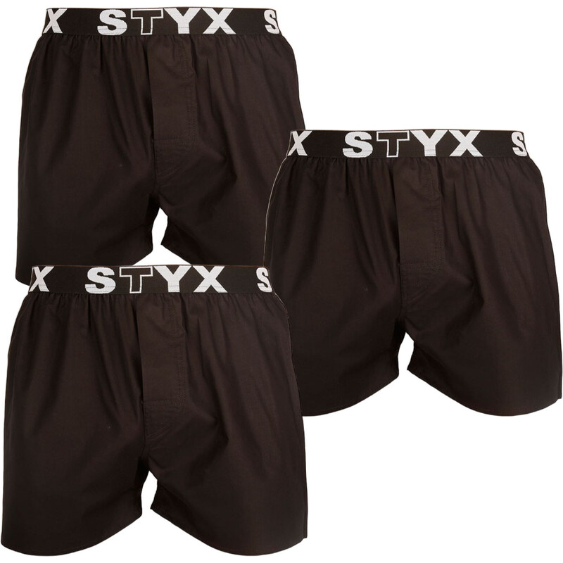 3PACK pánské trenky Styx sportovní guma černé (3B960)