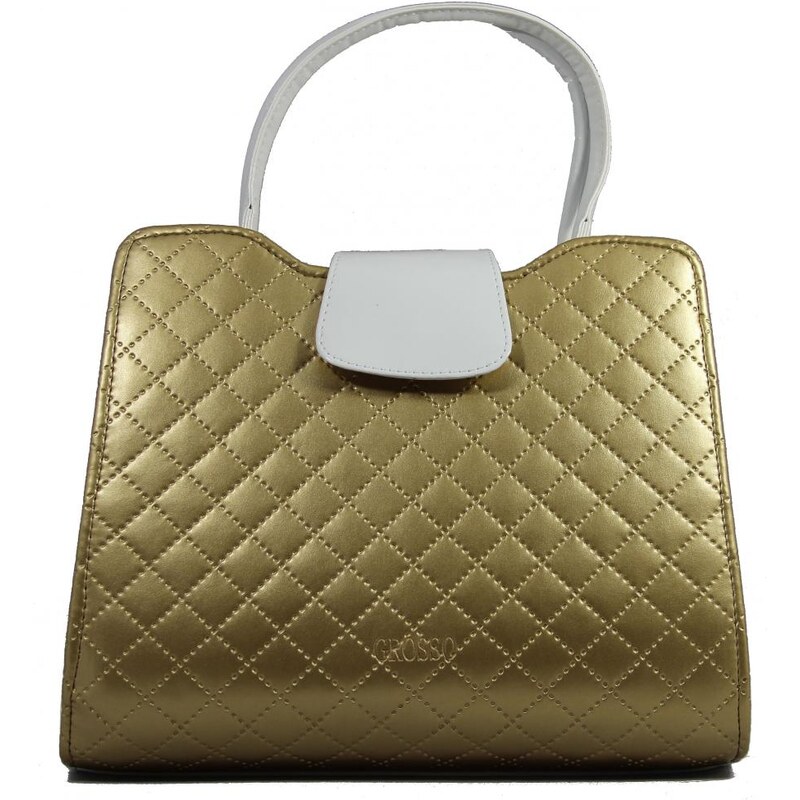 Grosso Luxusní zlatá prošívaná kabelka do ruky S130