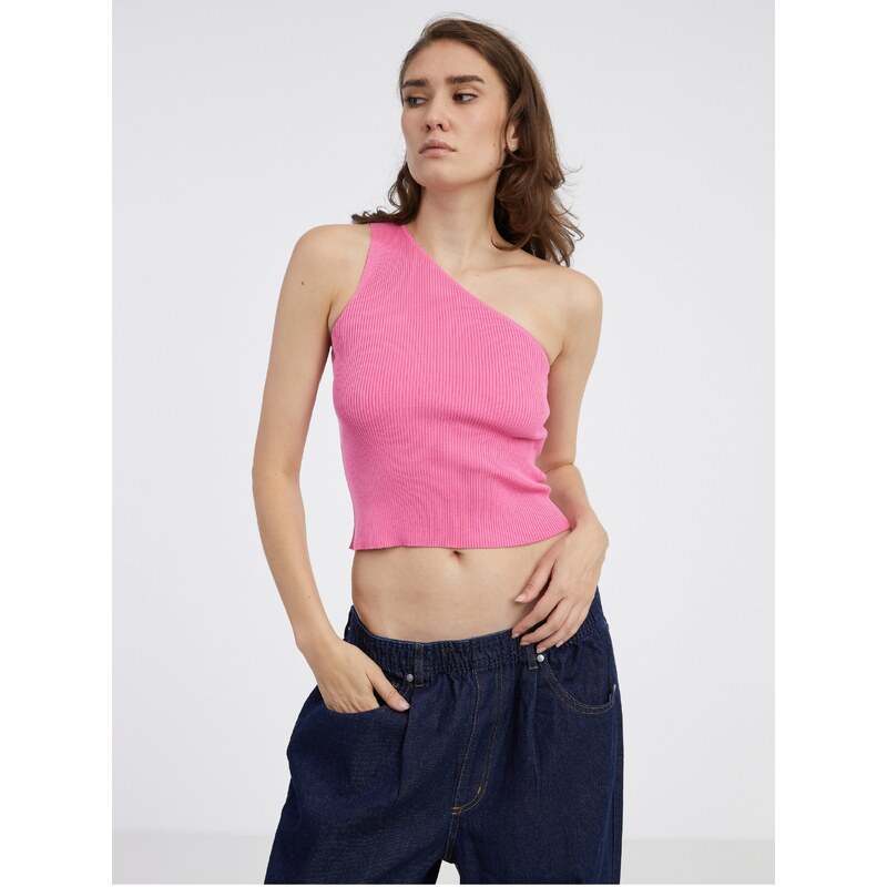 Růžové dámské crop top tílko JDY Nanna - Dámské