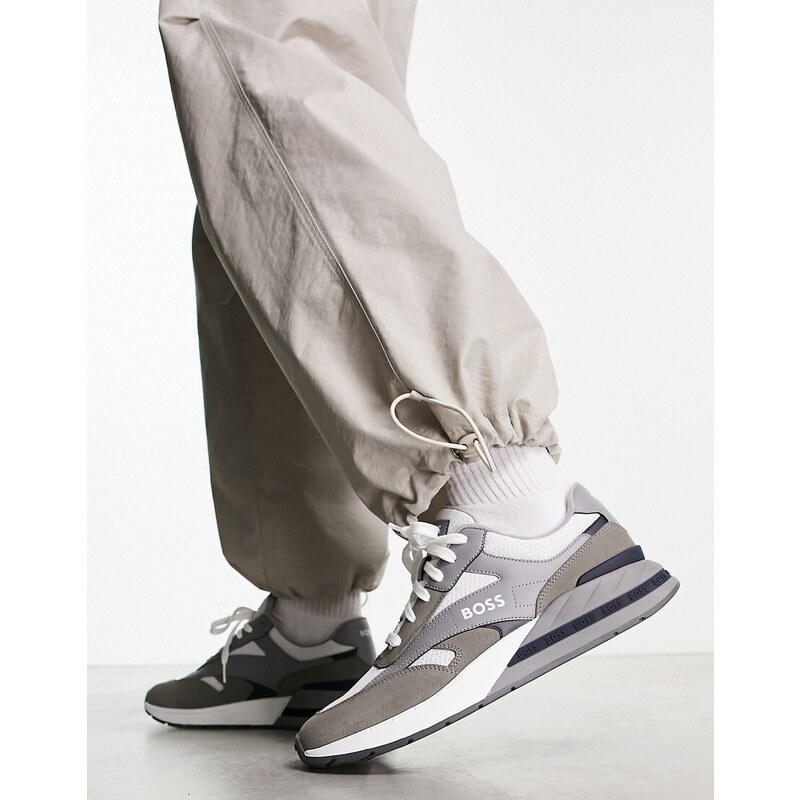 BOSS Orange BOSS Kurt Runn trainers in open grey