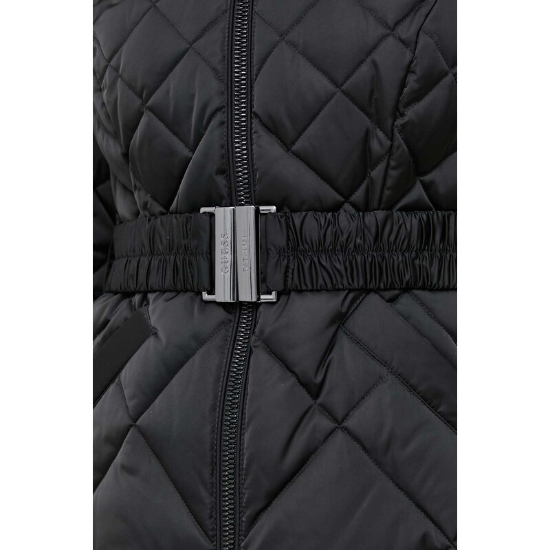 Péřová bunda Guess dámská, černá barva, zimní