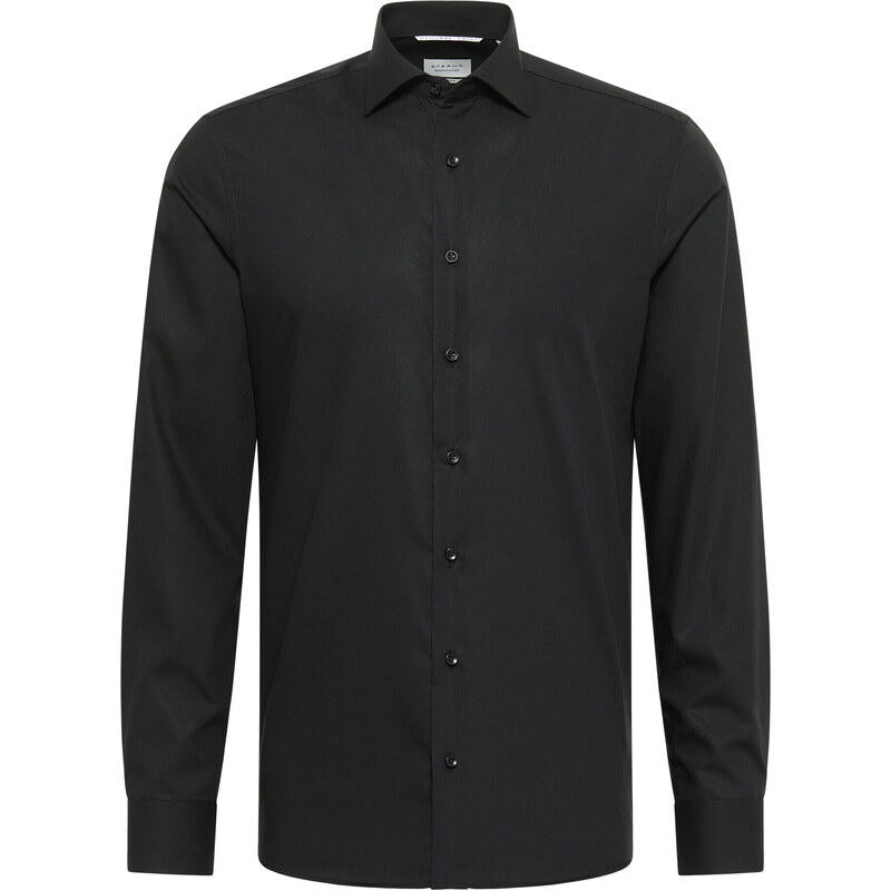 ETERNA Slim Fit černá košile pánská dlouhý rukáv Popelín Non
