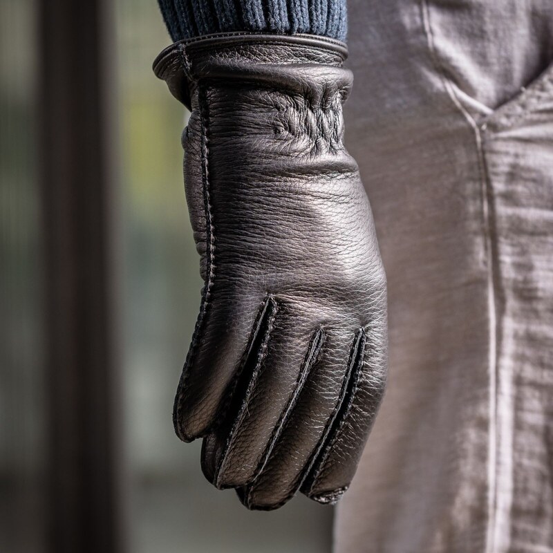 BOHEMIA GLOVES Ručně šité pánské rukavice z amerického jelena s kašmírem