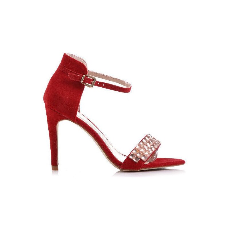 BELLE WOMEN Červené elegantní semišové sandály 40