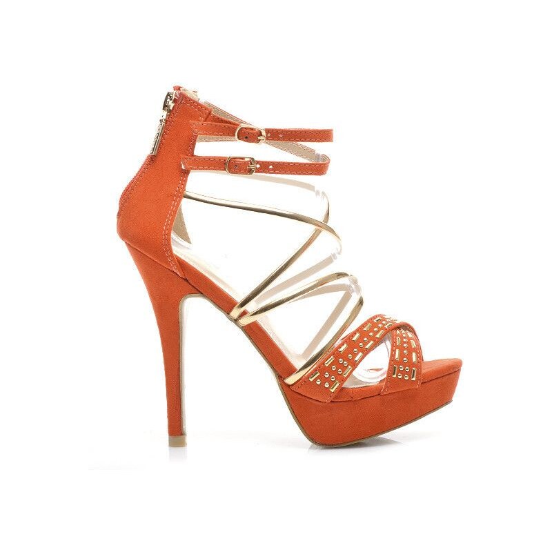 VICES Luxusní oranžové semišové sandály 40