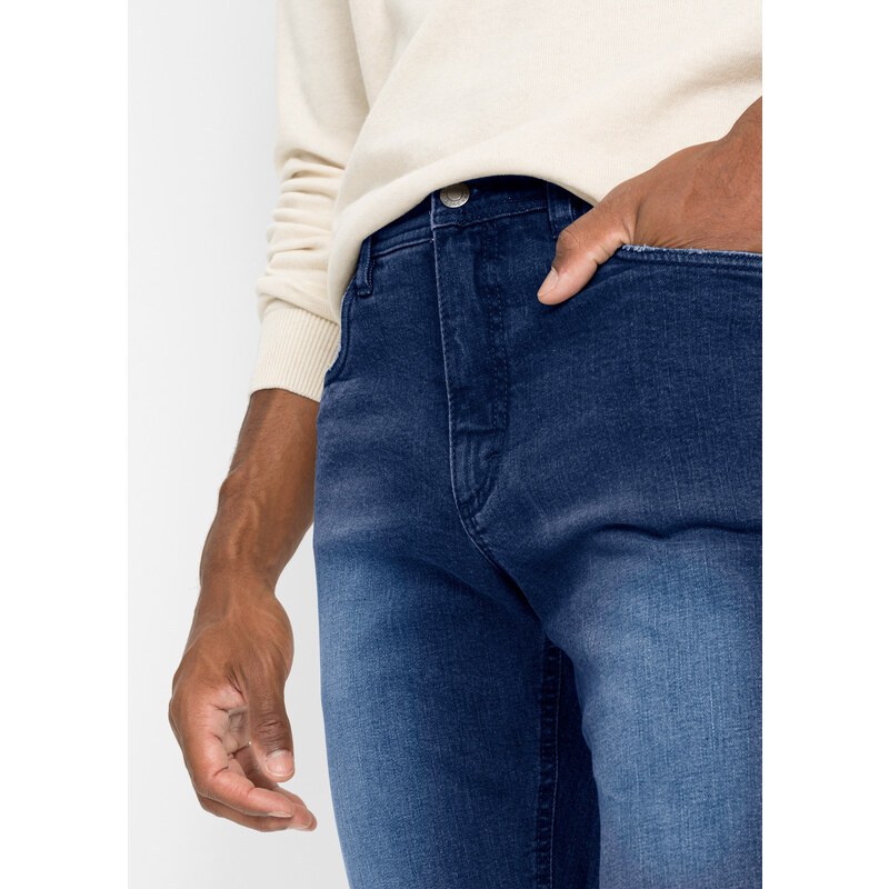 bonprix Strečové džíny v pohodlném střihu Regular Fit, Straight Modrá