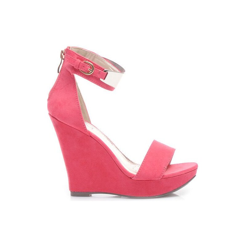 CM PARIS Růžové semišové sandály na klínku 41