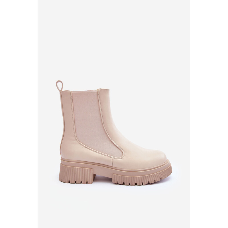 Kesi Klasické kožené Chelsea Boots Beige Isminna