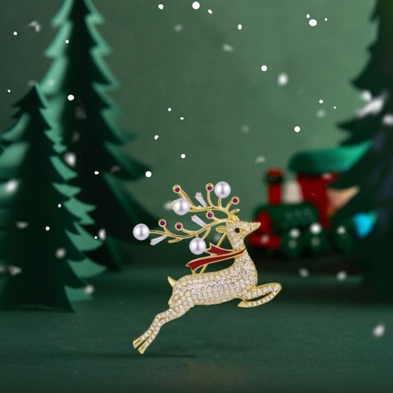 Éternelle Vánoční brož Swarovski Elements Rudolf 2 - vánoční sob 64003243