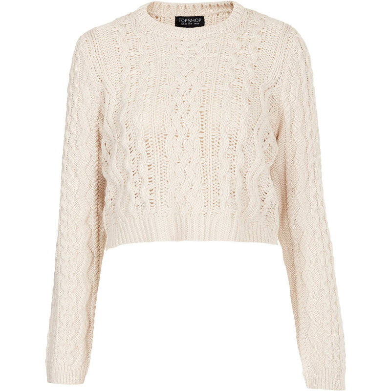 Topshop Knitted Crop Cable Jumper