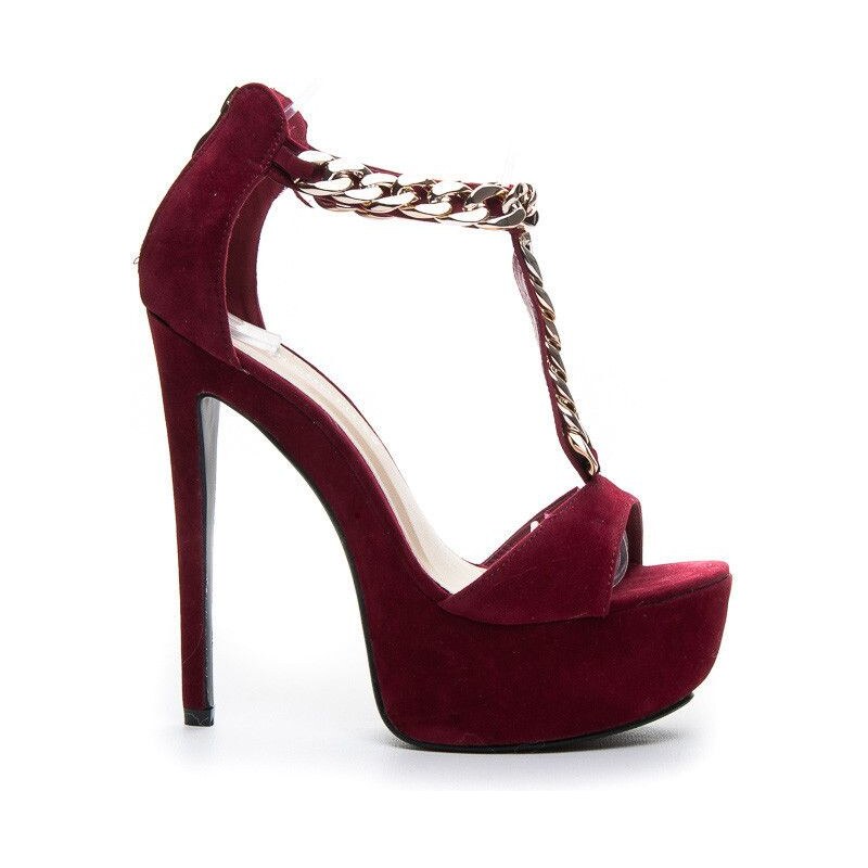 KOI Červené elegantní sandály s řetízkem