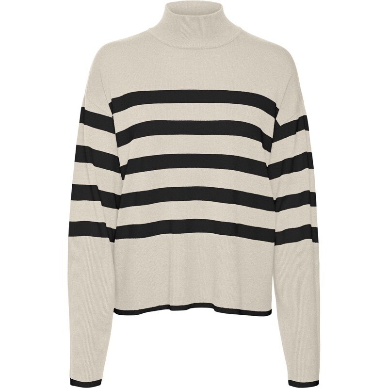 VERO MODA Svetr Happiness béžová / noční modrá
