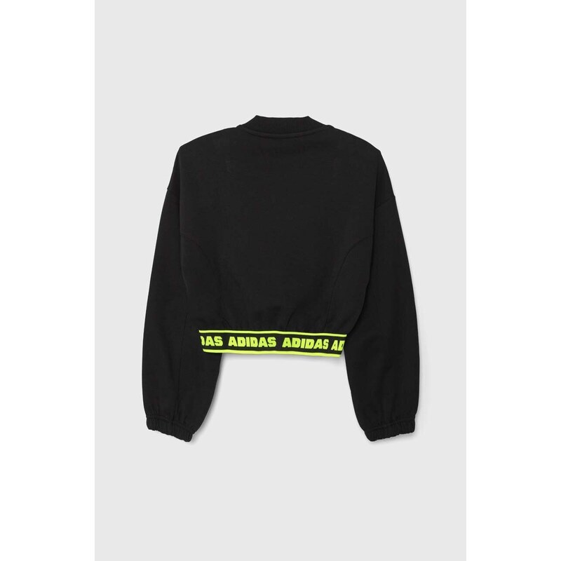 Dětská mikina adidas JG D CROP BMBER černá barva, s potiskem