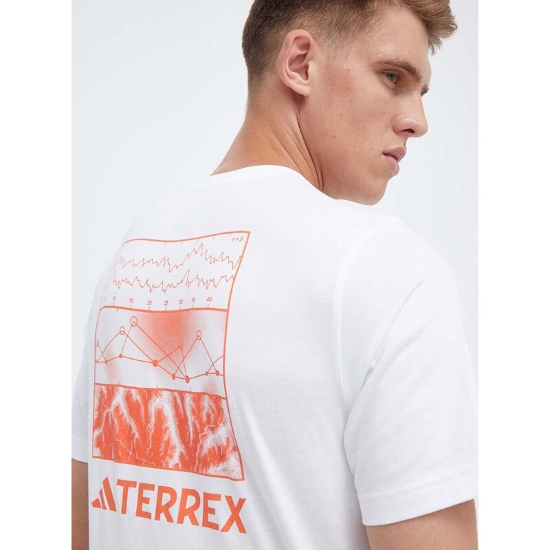 Tričko adidas TERREX Graphic Altitude bílá barva, s potiskem